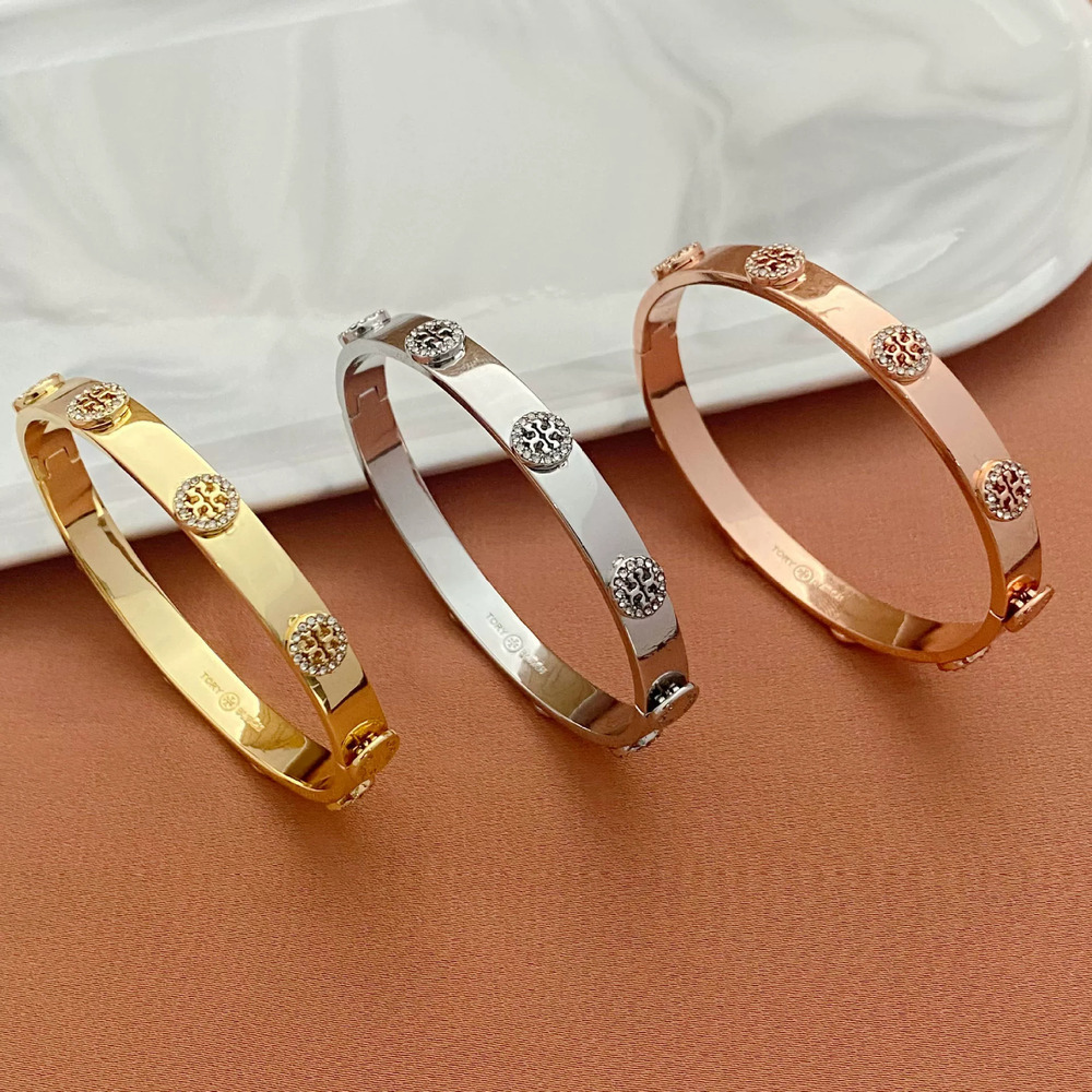Tory Burch Rhinestone Letter Bracelet Metal